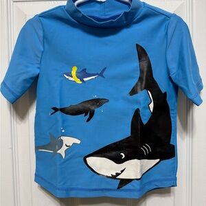 Carter's Blue Shark Rashguard and Swim Shorts.